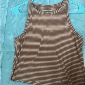 Coral pink tank top with white stripes